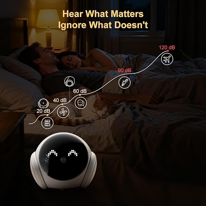 XZI Movable Indoor Robot Camera, Family Bot Security for Cat/Dog/Pet/Elderly, Robot Camera on Wheels with Auto-Recharge, 2-Way Talk, Night Vision, Motion Detection, Phone App