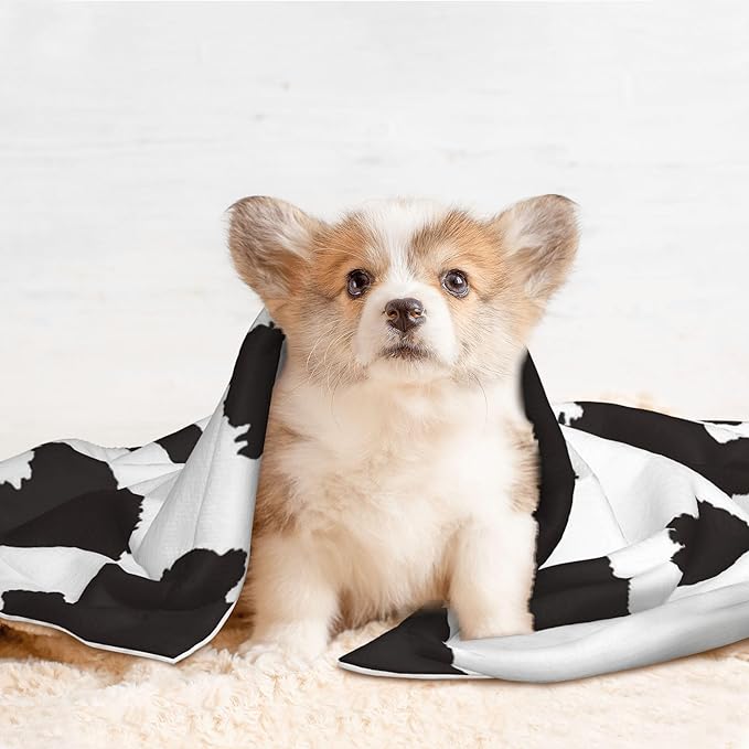 Waterproof Dog Blanket Soft Pet Blanket for Puppy Cat, Fleece Cat Throw Blankets for Furniture Bed Couch Sofa Reversible - Cow Skin 2
