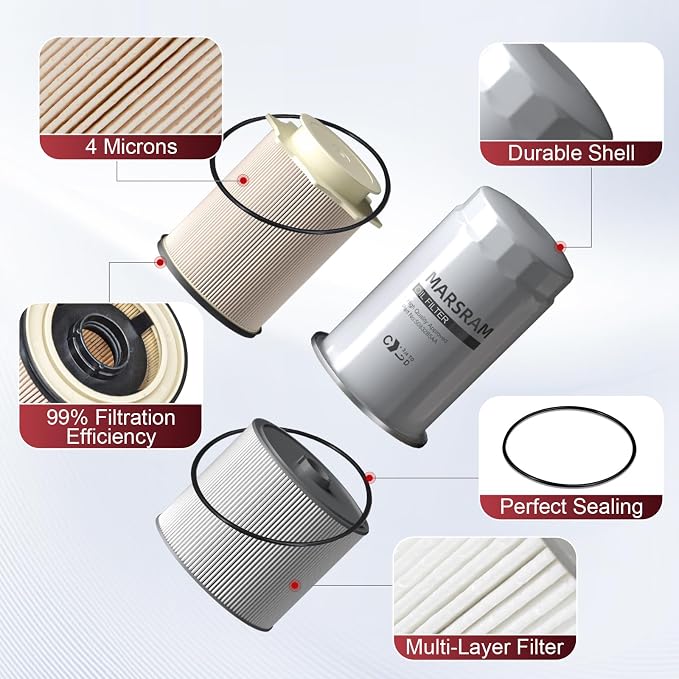 Marsram 6.7 Cummins Fuel Filter and Oil Filter Kit Fits