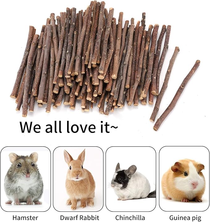 Natural Apple Sticks, 500g Treats Food for Small Animals, Chew Toys for Chinchilla Guinea Pigs Rabbit Squirrel Hamster Bunny