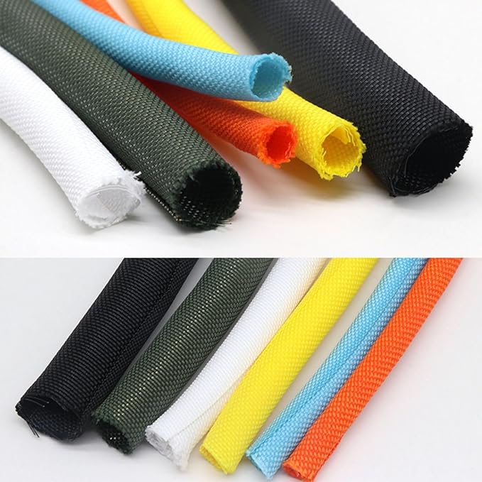 5/8 inch Split Braided Cable Management Sleeve for USB Cable Power Cord Audio Video Cable, Wire Loom Cord Protector from Cat Dog Chewing (Black, 10FT)