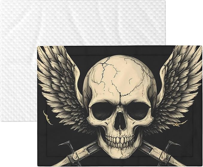 Waterproof Dog Blanket Soft Pet Blanket for Puppy Cat, Fleece Cat Throw Blankets for Furniture Bed Couch Sofa Reversible - Gothic Winged Skull
