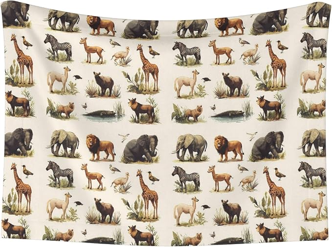Waterproof Dog Blanket Soft Pet Blanket for Puppy Cat, Fleece Cat Throw Blankets for Furniture Bed Couch Sofa Reversible - Safari Animals 4