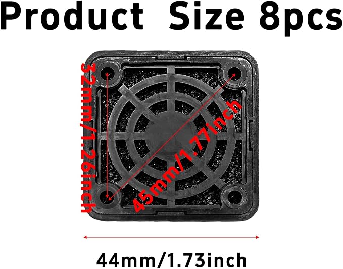 8Pcs 40mm Cooling Fan Filter, Plastic Dustproof Mesh Cover