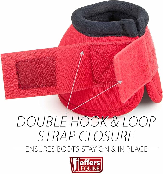 Jeffers Equine No Turn Bell Boots for Horses - Red, Large | Shock Absorbing Hoof Protection | Secure Double Hook & Loop Closure, Perfect for Travel, Turnout, Training, & Riding - 1 Pair