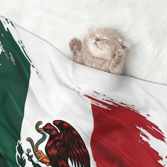 Two Sided Pet Cuddler Blanket for Anxiety Calming, Mexico Flag Cool Eagle, Reversible Plush Design with Bubble Dot Pattern Provides Familiar Surface Anywhere