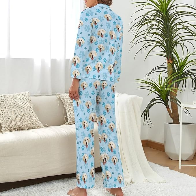 D-Story Personalized Pajamas with 1-8 Faces for Women Men, Custom Christmas Pjs, Pajamas Gifts For Family,Cat Mom,Dog Mom