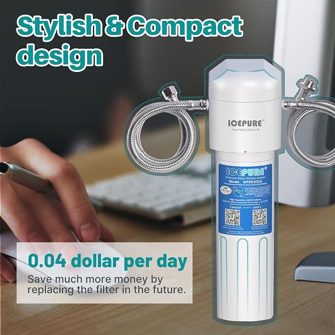 ICEPURE Under Sink Water Filter System, 3 Years or 22000 Gallons Ultra High
