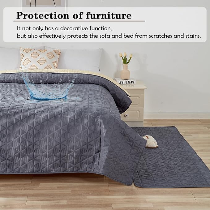 Waterproof Dog Bed Cover Pet Blanket, Soft Pet Couch Covers for Sofa Washable, Bed Couch Sofa Furniture Protector for Puppy Cat Kids (Grey,100 * 127 CM)