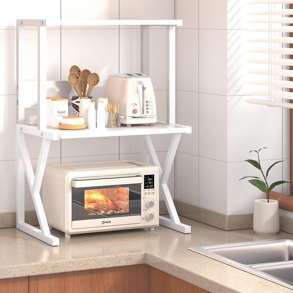 aboxoo Printer Stand for Desk to Save Space, Metal+Wood for Home Office
