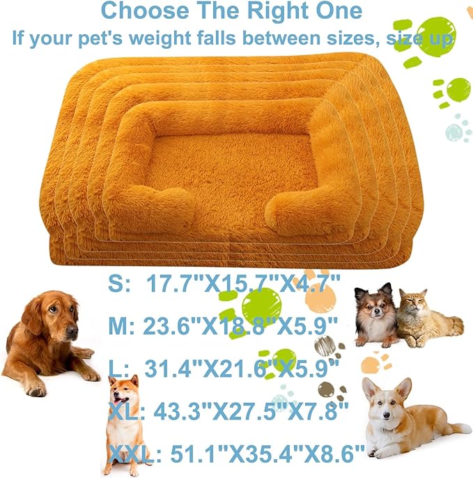 Dog Beds Large Sized dog Orthopedic, Sofa Dog Bed with Waterproof Lining and Nonskid Bottom, Rectangle Washable Dog Bed for Medium Small Dogs and Cats Comfortable ( Color : Orange , Size : 31 x 21" )