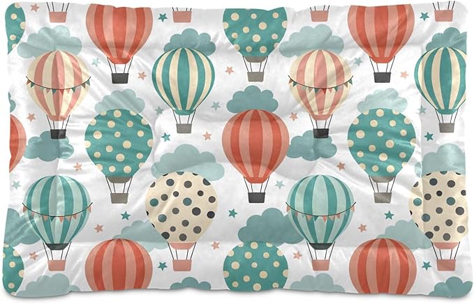 Emelivor Hot Air Balloons White Dog Cat Bed Washable Crate Pet Bed Anti-Slip Comfortable Crate Pet Puppy Bed Mat for Small Medium Large Dogs Cats,36x24in