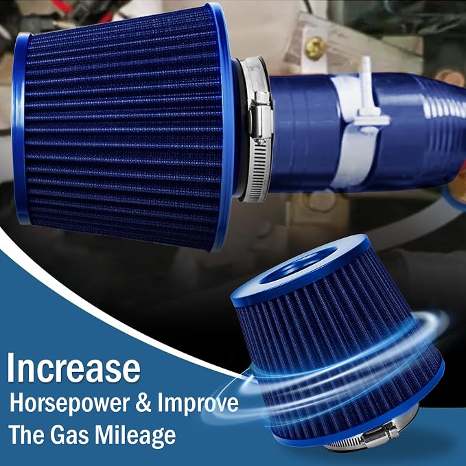 Universal Clamp-On Air Intake Filter, High Performance, Washable Filter