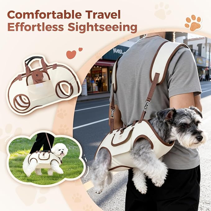 Hands Free Dog Backpack Carrier for Small Dogs, Yorkie Shoulder Carrier Sling Backpack Carriers Dog Lift Harness Portable Breathable Pet Carrier Backpack for Small Puppies (S, 4.4-8.8 lbs)