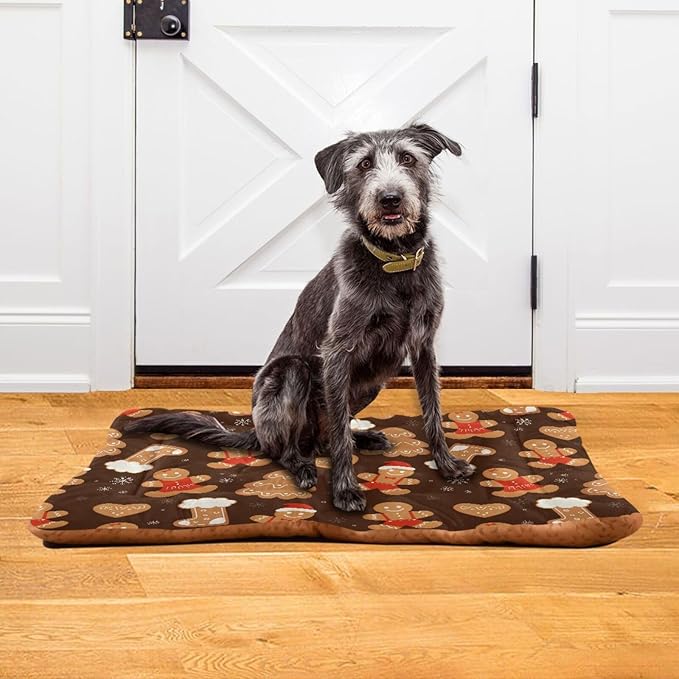 Christmas Gingerbread Cookies Pet Bed Cute Dog Bed Mat Absorbing Non Slip Pad Pet Sleeping Mat for Small, Medium, and Large Dogs Puppy Cat 24 in x 18 in