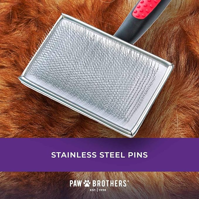 Ryan's Pet Supplies Paw Brothers Flat Slicker Brush for Dogs, Dog Brush for Long Haired Dogs, Professional Grade, Coated Tips, Gentle on Skin, Maximum Coverage, Extra Large