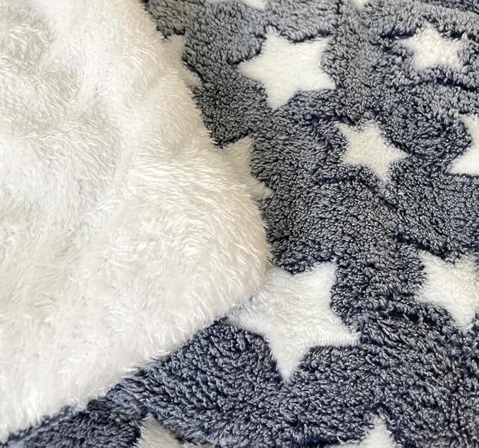 iMaylex Soft Pad Dog Bed Mat, Thicken Warm, Star Pattern, Reversible, Fluffy Pet Dog Sleeping Mattress, Blue, Small