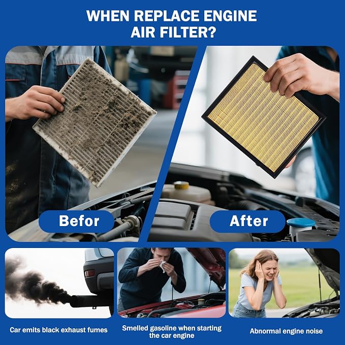 2PCS Engine Air Filter Accessories Compatible