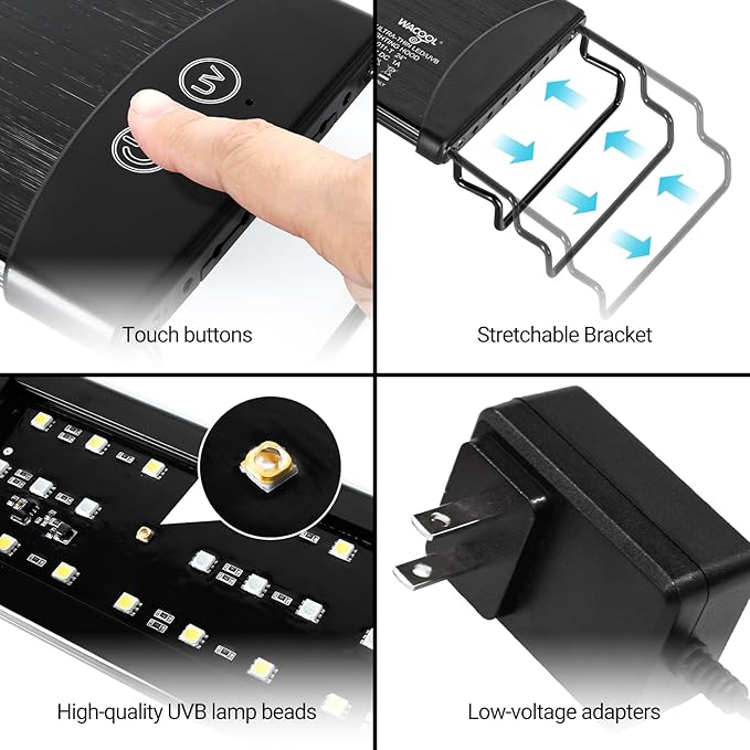Dimming LED UVB Reptile Light, 24“ LED Reptile Light Bar with Brightness Adjustment & 3 Light Modes, UVB 10