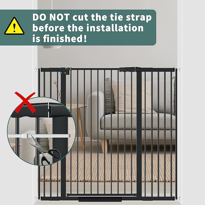 40.55" Tall, 61.61-69.48 Inch Wide, 1.37" Ultra Narrow Spacing Dog Pet Baby Gate Indoor for Doorway Hallway, Pressure Mounted 62 63 64 65 66 67 68 69 Inches Wide Black