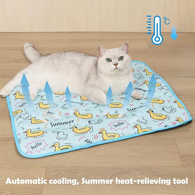 SEIS Dog Ice Pad Ice Silk Cats Kennel Mat Pet Cooling Pad Summer Cool Bamboo Mat Breathable Pad (Duck, L)