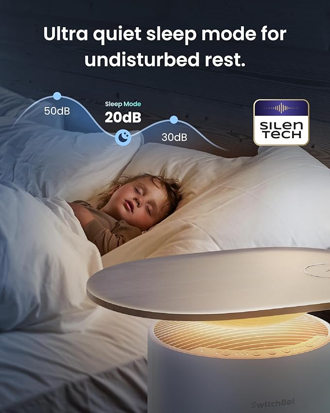 SwitchBot Air Purifier Table for Home up to 3620 ft², HEPA Air Purifier with Pet Mode, Washable Filter, Aromatherapy, RGB Light, Cleans Odor Pets Hair Pollen Dust Smoke, Work with Matter HomeKit Alexa