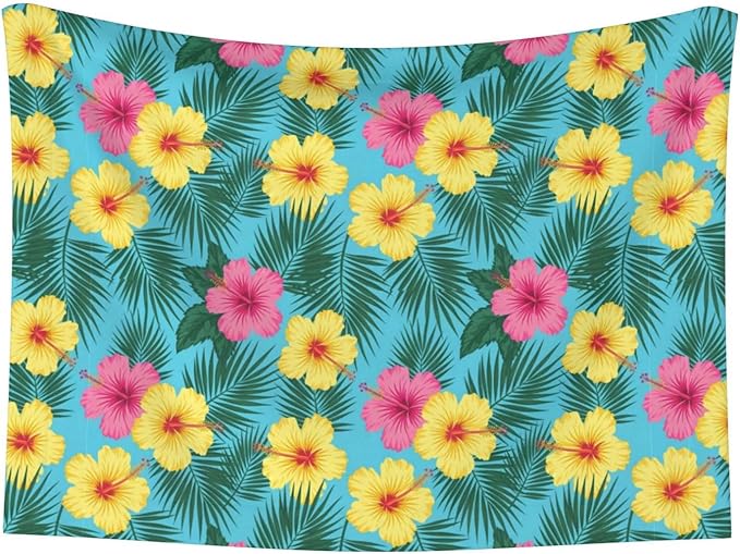Reversible Plush Dot Pet Blanket for Dogs and Cats, Hawaii Tropical Floral Plants, Ultra Soft Two Sided Design with Warm Fuzzy Side and Smooth Side for Comfort
