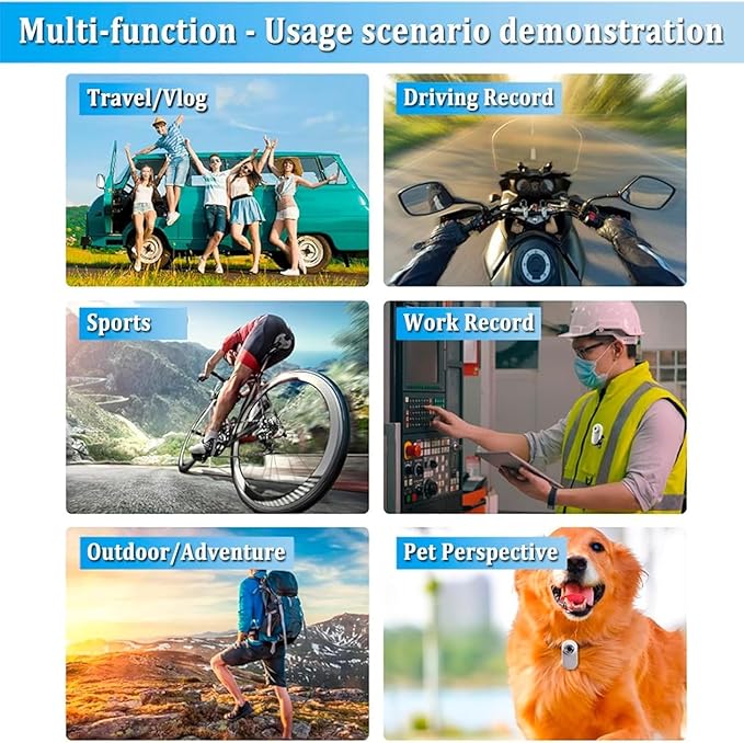Waterproof Dog Camera 2.0-1080p Pet Action Camera with Real-time Feed, Mini Wireless Cat Camera, Includes 32gb Sd Card for Pets & Dogs Black