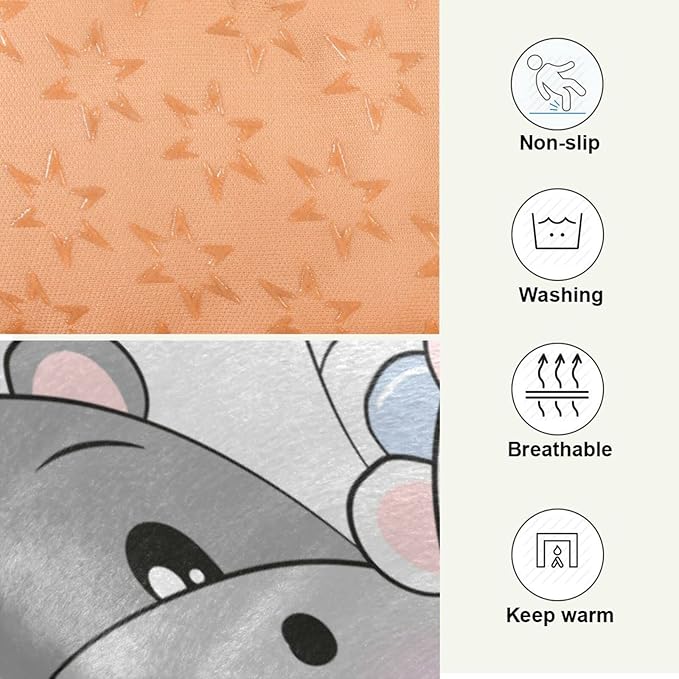 Hippo Cartoon Pet Bed Cute Dog Bed Mat Absorbing Non Slip Pad Pet Sleeping Mat for Small, Medium, and Large Dogs Puppy Cat 24 in x 18 in