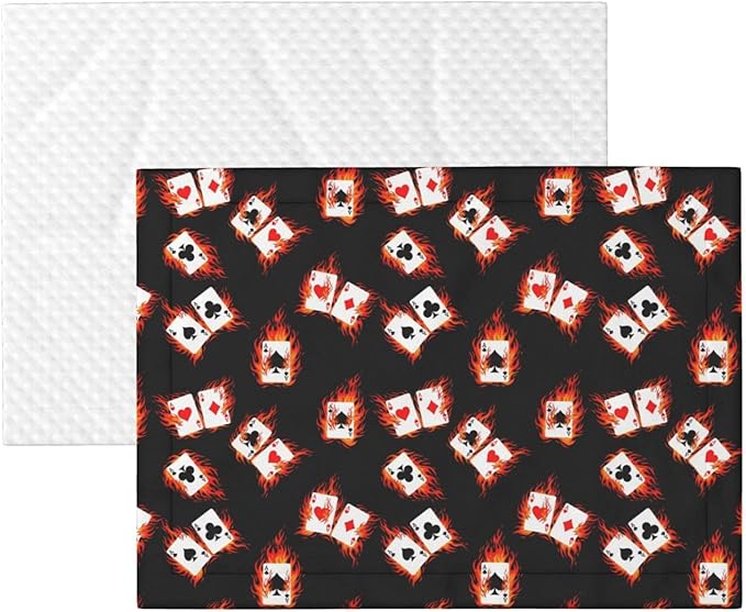 Reversible Pet Blanket for Easy Cleaning Maintenance, Poker Playing Cards, Double Sided Plush Dot Design Means Double Use Between Washes for Convenience