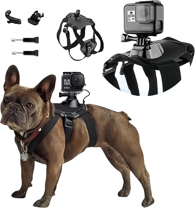 Dog Harness for Gopro, with 2 Mouting Base,Soft Adjustable for Small Medium and Large Dogs for Gopro 12 11 10 9 8 7 6 5 4 3, for DJI Osmo Pocket Camera and Insta360