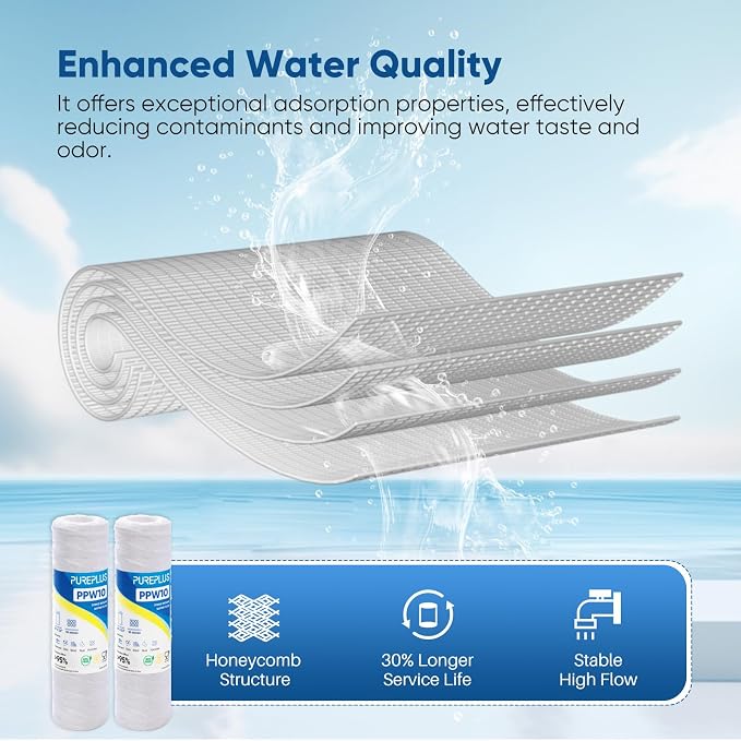 PUREPLUS 10 Micron 10"x2.5" Whole House String Wound Sediment Filter