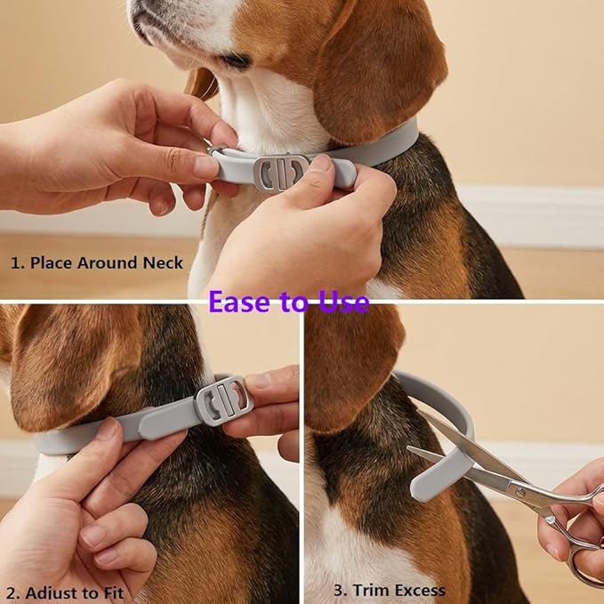 Flea and Tick Collar for Dogs 4 Packs,Dog Collars with Natural Essential Oils,Waterproof, Adjustable for Small Medium Large Dogs,Safe for Puppies (Gray)