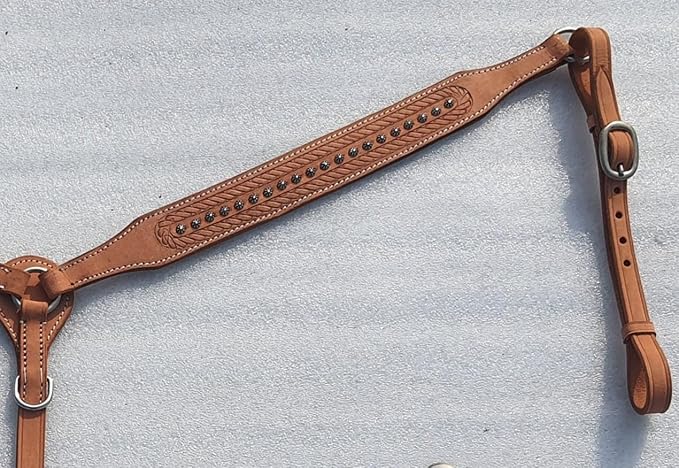 Premium Leather Western Breast Collar for Horse Riding | Adjustable & Comfortable Equestrian Tack | Durable Saddle Strap for Roping & Ranch Work