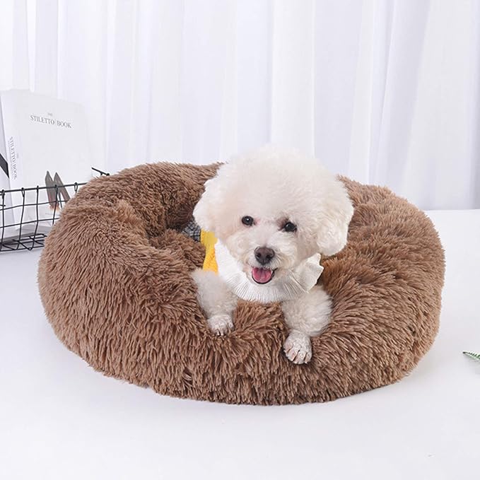 Warming Round Dog Bed for Small, Medium and Large Dogs & Cats, Short & Long Plush Pet Bed, Luxurious Faux Fur Donut Cuddler, Bolster Pet Bed & Sofa, Machine Washable 80CM 32Inch