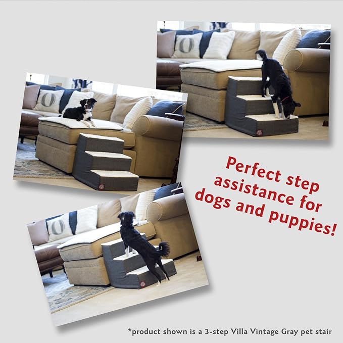 3 Step Black Velvet Suede Pet Stairs By Majestic Pet Products, 4 Step (Heavy-Duty), Stone