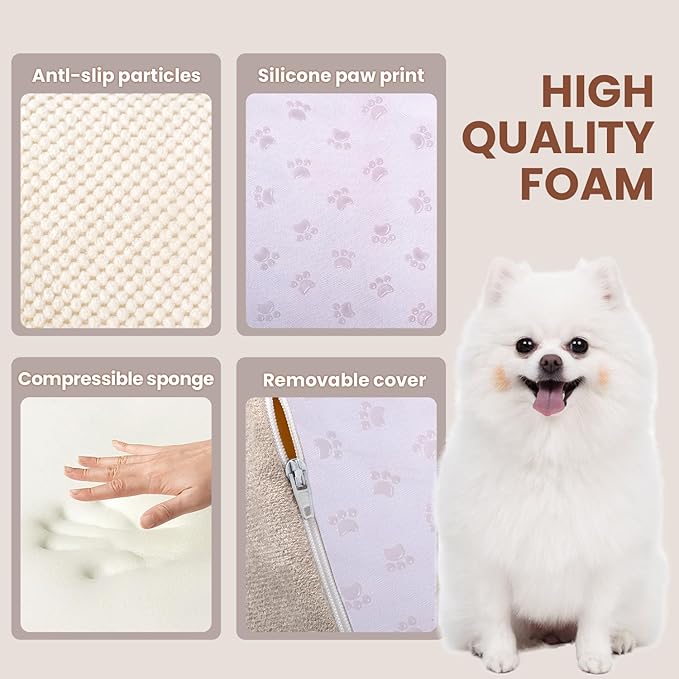Dog Stairs for Small Dogs, High Density Foam Dog Ramp, Extra Wide Non-Slip Pet Steps for High Beds Or Couch, Soft Foam Doggie Ladder for Dogs Injured, Older Pets, Small Cats