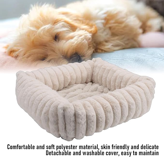 Cat Bed, Warm & Comfortable Dog Bed with Anti Slip Base & Removable Cover, Washable, Raised Support Edge Design, Soft Pet Furniture, Ideal for Cats, Dogs, Other Pets