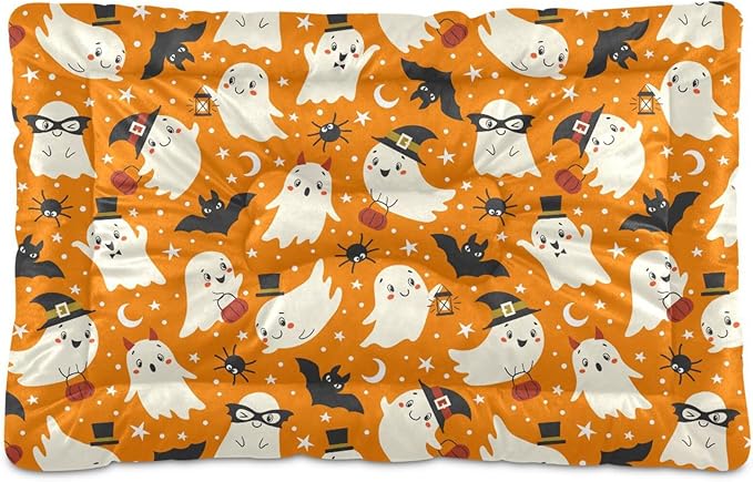 Halloween Ghost Bat Pet Bed Cute Dog Bed Mat Absorbing Non Slip Pad Pet Sleeping Mat for Small, Medium, and Large Dogs Puppy Cat 24 in x 18 in