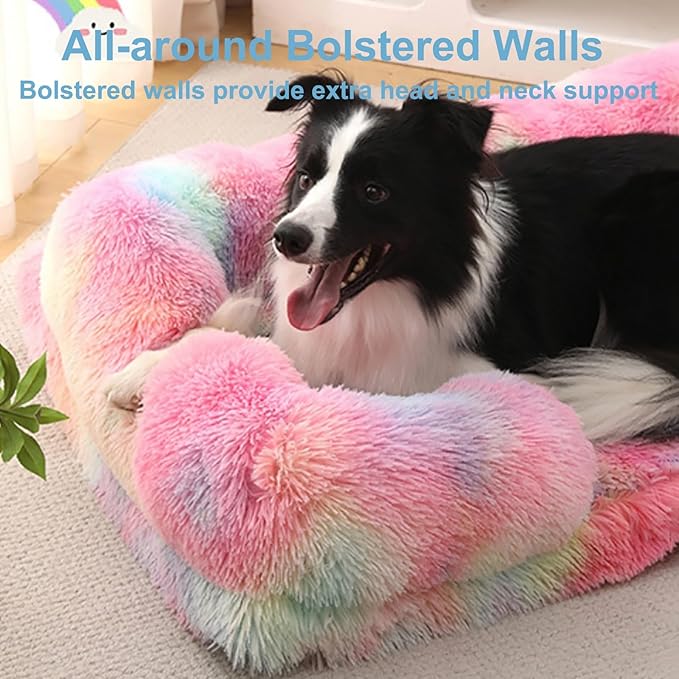 Dog Beds Large Sized dog Orthopedic, Sofa Dog Bed with Waterproof Lining and Nonskid Bottom, Rectangle Washable Dog Bed for Medium Small Dogs and Cats Comfortable ( Color : Pink3 , Size : 51 x 35" )