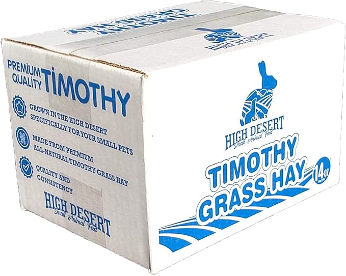 High Desert 2nd Cutting Timothy Grass Hay for Rabbits, Guinea Pigs, Chinchillas & Small Pets – Premium Hand-Packed Natural Hay, High-Fiber, Additive-Free, Grown in USA – 14 Oz Box