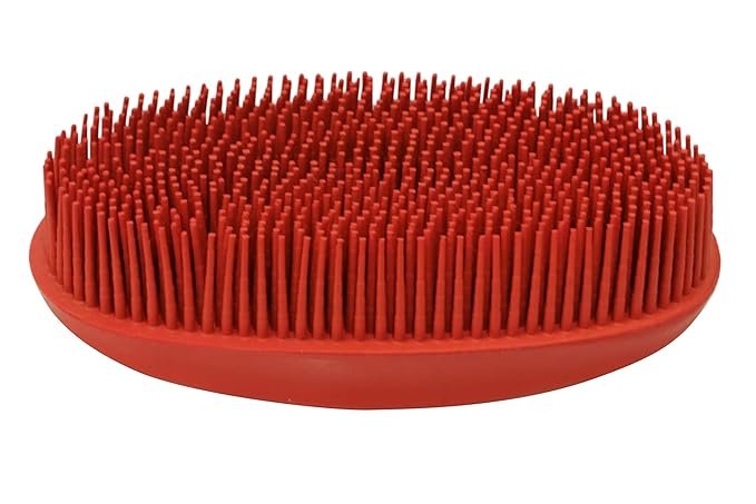 Grewal Equestrian Oval Face Grooming & Bathing Curry Brush for Horses, Dogs, Cats, & Other Pets - Very Soft Bristles (Red)