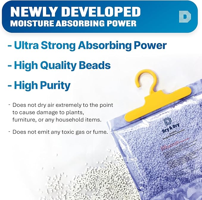 Dry & Dry 90 Packs [Net 14.1 Oz/Pack] Moisture Absorbers for Home, Basement & Bedroom - Small Dehumidifiers