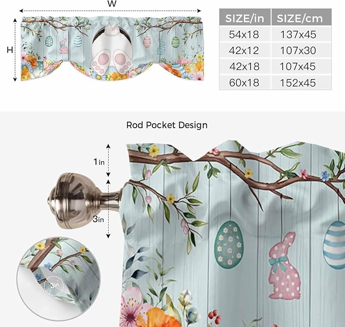 Easter Bunny Tie Up Valance Curtains
