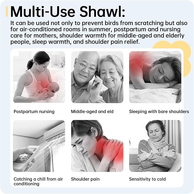 QBLEEV Parrot Anti-Scratch Shoulder Protector, Bird Diaper Poop Cover Pad for Parakeets Cockatiels Conures, Cotton Shawl Cape for Birds to Stand on Shoulders, Pet Arm Guard for Lovebirds Finches