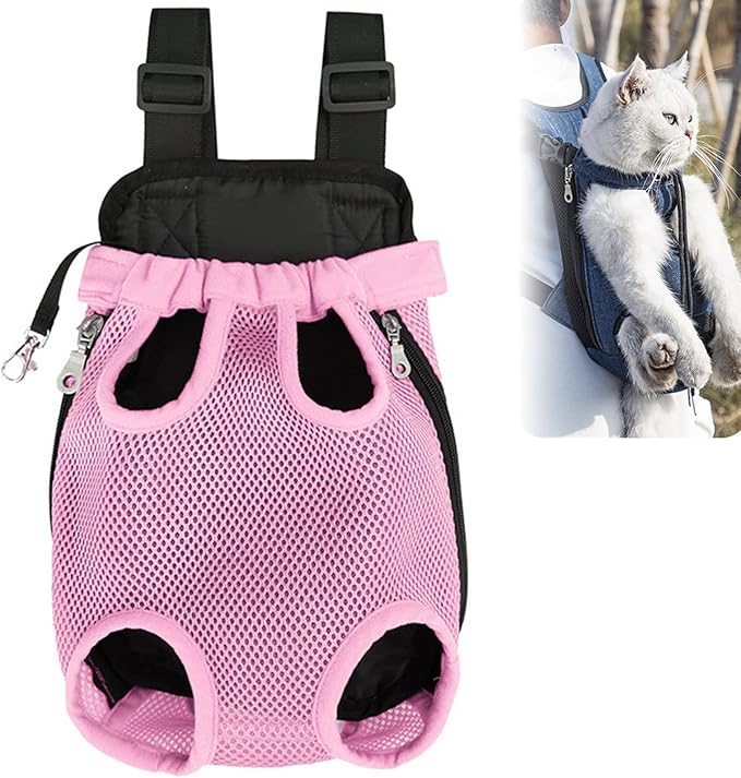 Portable Pet Carrier Backpack, Adjustable Pet Front Cat Dog Carrier Backpack Travel Bag for Small Medium Dogs Cats Puppies, Cat Backpack Carrier for Hiking Cycling (A, S)