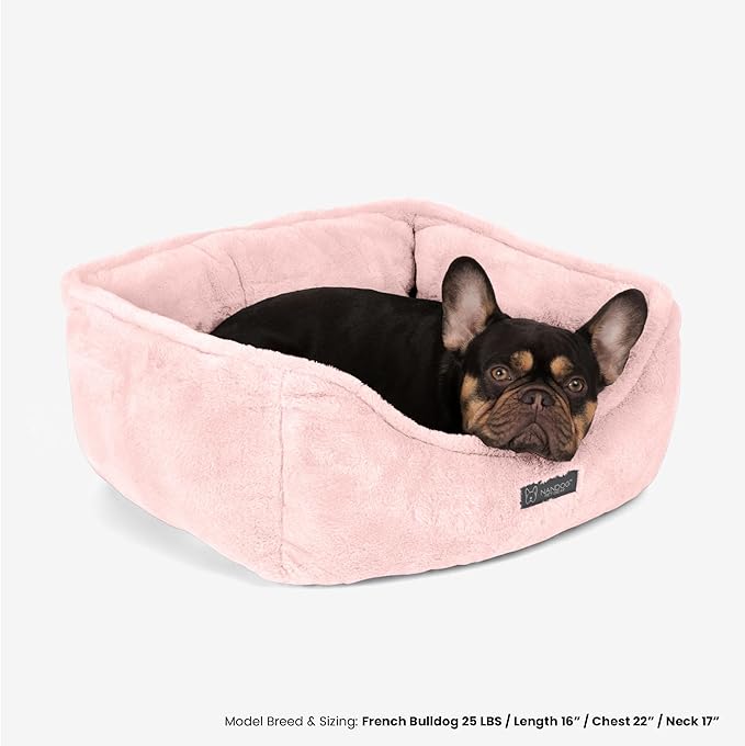 NANDOG Pet Gear Reversible Luxury Microplush Cloud Fabric Collection Ultra Plush Dog & Cat Bed Soft, Warm, Calming Pet Lounger for Small & Medium-Sized Breed - Modern Style Snuggle Couch (Pink)