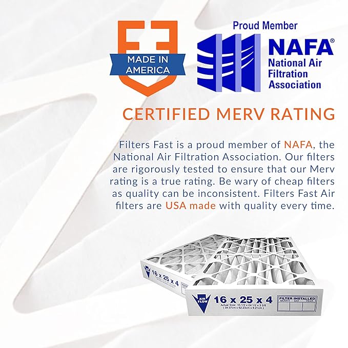 Filters Fast 16x24x2 Pleated Air Filter Merv 8, 2” AC Furnace Air Filters