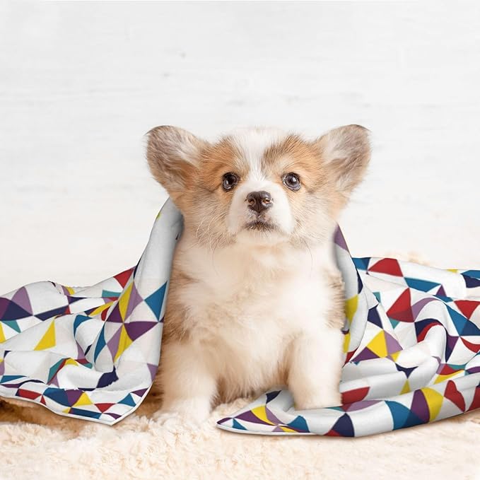 Reversible Plush Pet Blanket for Puppies Kittens, Red Black Classical Retro Houndstooth Pattern, Double Sided Gentle Dot Texture for New Pets Adjusting to Home Environment Softly