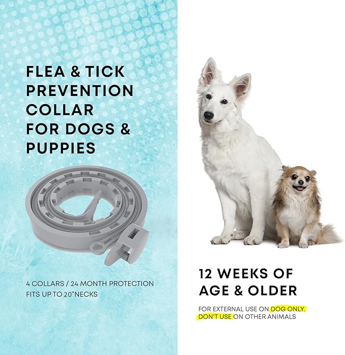 Flea and Tick Prevention Collars for Dogs: Effective Pet Flea Tick Treatment for Dog Collar - Adjustable Natural Flea Tick Collars for Extra Large, Medium, Small Dogs, Fleas Ticks Control for Puppies